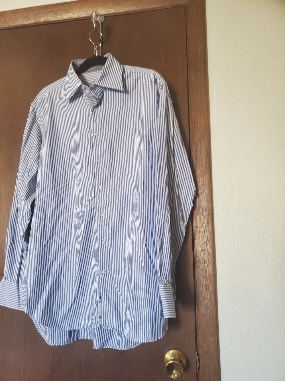 Gemelli Milano Men's Blue & White Stripe Dress Shirt